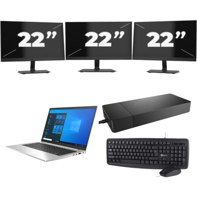 HP EliteBook 830 G8 - Intel Core i5-11e Generatie - 13 inch - 8GB RAM - 256GB SSD - Windows 11 + 3x 22 inch Monitor HP EliteBook 830 G8 - Intel Core i5-11e Generatie - 13 inch - 8GB RAM - 256GB SSD - Windows 11 + 3x 22 inch Monitor