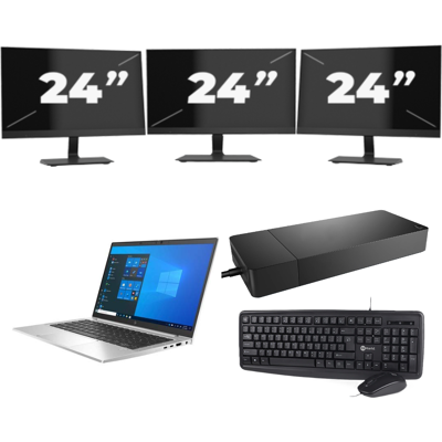 HP EliteBook 830 G8 - Intel Core i5-11e Generatie - 13 inch - 8GB RAM - 256GB SSD - Windows 11 + 3x 24 inch Monitor HP EliteBook 830 G8 - Intel Core i5-11e Generatie - 13 inch - 8GB RAM - 256GB SSD - Windows 11 + 3x 24 inch Monitor