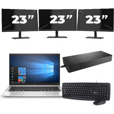 HP EliteBook 835 G7 - AMD Ryzen 7 PRO 4750U - 13 inch - 8GB RAM - 256GB SSD - Windows 11 Home + 3x 23 inch Monitor HP EliteBook 835 G7 - AMD Ryzen 7 PRO 4750U - 13 inch - 8GB RAM - 256GB SSD - Windows 11 Home + 3x 23 inch Monitor