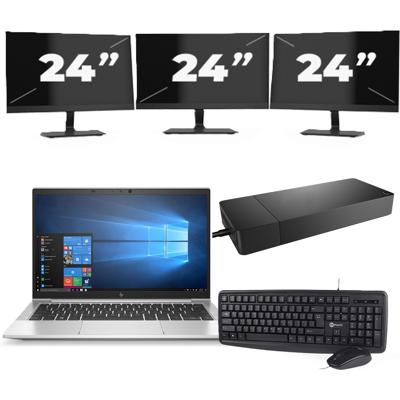 HP EliteBook 835 G7 - AMD Ryzen 7 PRO 4750U - 13 inch - 8GB RAM - 256GB SSD - Windows 11 Home + 3x 24 inch Monitor HP EliteBook 835 G7 - AMD Ryzen 7 PRO 4750U - 13 inch - 8GB RAM - 256GB SSD - Windows 11 Home + 3x 24 inch Monitor