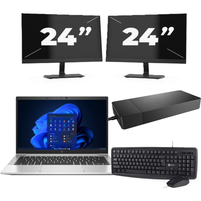 HP EliteBook 835 G8 - AMD Ryzen 3 PRO 5450U - 13 inch - 8GB RAM - 256GB SSD - Windows 11 Home + 2x 24 inch Monitor HP EliteBook 835 G8 - AMD Ryzen 3 PRO 5450U - 13 inch - 8GB RAM - 256GB SSD - Windows 11 Home + 2x 24 inch Monitor