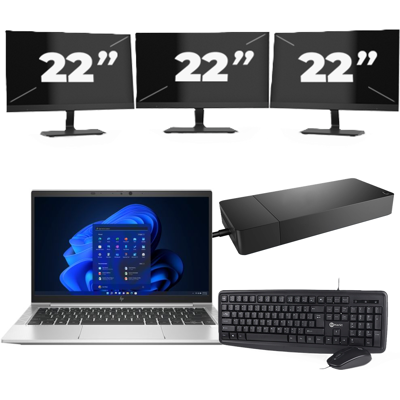HP EliteBook 835 G8 - AMD Ryzen 3 PRO 5450U - 13 inch - 8GB RAM - 256GB SSD - Windows 11 Home + 3x 22 inch Monitor HP EliteBook 835 G8 - AMD Ryzen 3 PRO 5450U - 13 inch - 8GB RAM - 256GB SSD - Windows 11 Home + 3x 22 inch Monitor