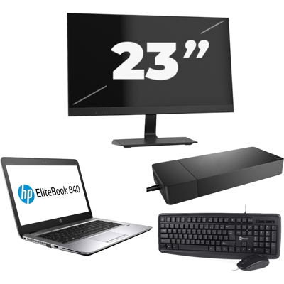 HP EliteBook 840 G3 - Intel Core i7-6e Generatie - 14 inch - 8GB RAM - 256GB SSD - Windows 11 + 1x 23 inch Monitor HP EliteBook 840 G3 - Intel Core i7-6e Generatie - 14 inch - 8GB RAM - 256GB SSD - Windows 11 + 1x 23 inch Monitor
