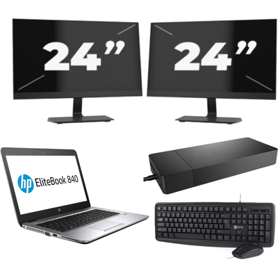 HP EliteBook 840 G3 - Intel Core i7-6e Generatie - 14 inch - 8GB RAM - 256GB SSD - Windows 11 + 2x 24 inch Monitor HP EliteBook 840 G3 - Intel Core i7-6e Generatie - 14 inch - 8GB RAM - 256GB SSD - Windows 11 + 2x 24 inch Monitor