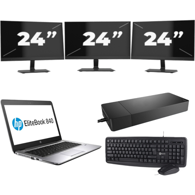 HP EliteBook 840 G3 - Intel Core i7-6e Generatie - 14 inch - 8GB RAM - 256GB SSD - Windows 11 + 3x 24 inch Monitor HP EliteBook 840 G3 - Intel Core i7-6e Generatie - 14 inch - 8GB RAM - 256GB SSD - Windows 11 + 3x 24 inch Monitor