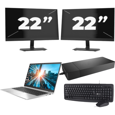 HP EliteBook 840 G7 - Intel Core i7-10e Generatie - 14 inch - 8GB RAM - 256GB SSD - Windows 11 + 2x 22 inch Monitor HP EliteBook 840 G7 - Intel Core i7-10e Generatie - 14 inch - 8GB RAM - 256GB SSD - Windows 11 + 2x 22 inch Monitor