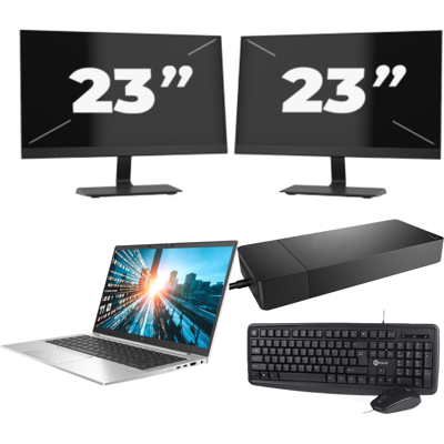 HP EliteBook 840 G7 - Intel Core i7-10e Generatie - 14 inch - 8GB RAM - 256GB SSD - Windows 11 + 2x 23 inch Monitor HP EliteBook 840 G7 - Intel Core i7-10e Generatie - 14 inch - 8GB RAM - 256GB SSD - Windows 11 + 2x 23 inch Monitor