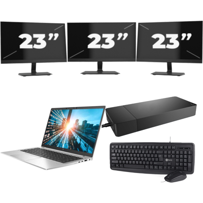 HP EliteBook 840 G7 - Intel Core i7-10e Generatie - 14 inch - 8GB RAM - 256GB SSD - Windows 11 + 3x 23 inch Monitor HP EliteBook 840 G7 - Intel Core i7-10e Generatie - 14 inch - 8GB RAM - 256GB SSD - Windows 11 + 3x 23 inch Monitor