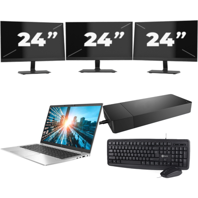 HP EliteBook 840 G7 - Intel Core i7-10e Generatie - 14 inch - 8GB RAM - 256GB SSD - Windows 11 + 3x 24 inch Monitor HP EliteBook 840 G7 - Intel Core i7-10e Generatie - 14 inch - 8GB RAM - 256GB SSD - Windows 11 + 3x 24 inch Monitor