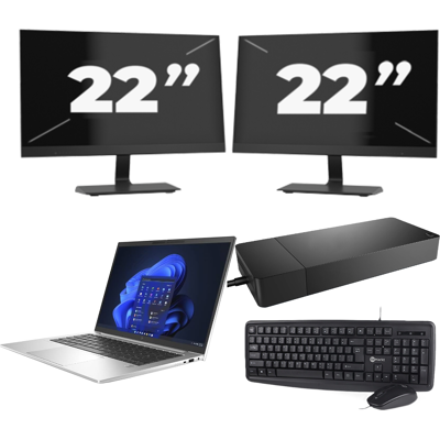 HP EliteBook 840 G9 - Intel Core i5-12e Generatie - 14 inch - 8GB RAM - 256GB SSD - Windows 11 + 2x 22 inch Monitor HP EliteBook 840 G9 - Intel Core i5-12e Generatie - 14 inch - 8GB RAM - 256GB SSD - Windows 11 + 2x 22 inch Monitor