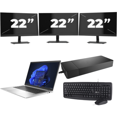 HP EliteBook 840 G9 - Intel Core i5-12e Generatie - 14 inch - 8GB RAM - 256GB SSD - Windows 11 + 3x 22 inch Monitor HP EliteBook 840 G9 - Intel Core i5-12e Generatie - 14 inch - 8GB RAM - 256GB SSD - Windows 11 + 3x 22 inch Monitor