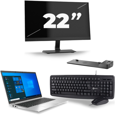 HP EliteBook 845 G7 - AMD Ryzen 3 Pro 4450U - 14 inch - 8GB RAM - 256GB SSD - Windows 10 Home + 1x 22 inch Monitor HP EliteBook 845 G7 - AMD Ryzen 3 Pro 4450U - 14 inch - 8GB RAM - 256GB SSD - Windows 10 Home + 1x 22 inch Monitor