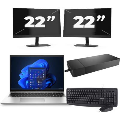 HP EliteBook 860 G9 - Intel Core i5-12e Generatie - 16 inch - 8GB RAM - 256GB SSD - Windows 11 Home + 2x 22 inch Monitor HP EliteBook 860 G9 - Intel Core i5-12e Generatie - 16 inch - 8GB RAM - 256GB SSD - Windows 11 Home + 2x 22 inch Monitor