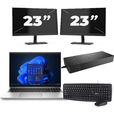 HP EliteBook 860 G9 - Intel Core i5-12e Generatie - 16 inch - 8GB RAM - 256GB SSD - Windows 11 Home + 2x 23 inch Monitor HP EliteBook 860 G9 - Intel Core i5-12e Generatie - 16 inch - 8GB RAM - 256GB SSD - Windows 11 Home + 2x 23 inch Monitor