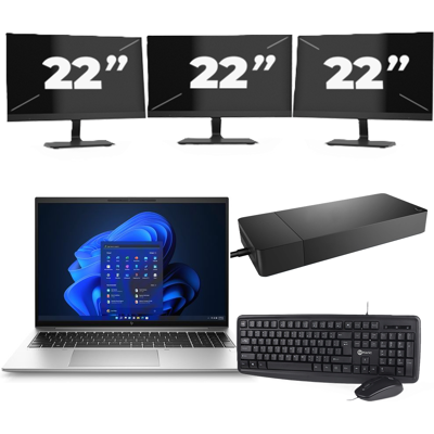 HP EliteBook 860 G9 - Intel Core i5-12e Generatie - 16 inch - 8GB RAM - 256GB SSD - Windows 11 Home + 3x 22 inch Monitor HP EliteBook 860 G9 - Intel Core i5-12e Generatie - 16 inch - 8GB RAM - 256GB SSD - Windows 11 Home + 3x 22 inch Monitor