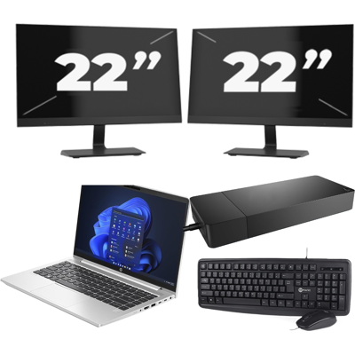 HP ProBook 440 G10 - Intel Core i3-13e Generatie - 14 inch - 8GB RAM - 256GB SSD - Windows 11 Home + 2x 22 inch Monitor HP ProBook 440 G10 - Intel Core i3-13e Generatie - 14 inch - 8GB RAM - 256GB SSD - Windows 11 Home + 2x 22 inch Monitor