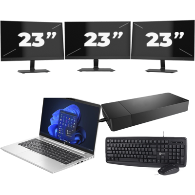 HP ProBook 440 G10 - Intel Core i3-13e Generatie - 14 inch - 8GB RAM - 256GB SSD - Windows 11 Home + 3x 23 inch Monitor HP ProBook 440 G10 - Intel Core i3-13e Generatie - 14 inch - 8GB RAM - 256GB SSD - Windows 11 Home + 3x 23 inch Monitor