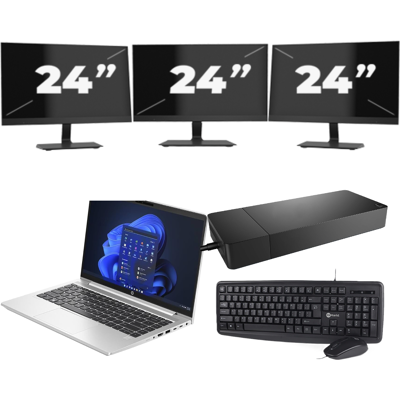 HP ProBook 440 G10 - Intel Core i3-13e Generatie - 14 inch - 8GB RAM - 256GB SSD - Windows 11 Home + 3x 24 inch Monitor HP ProBook 440 G10 - Intel Core i3-13e Generatie - 14 inch - 8GB RAM - 256GB SSD - Windows 11 Home + 3x 24 inch Monitor