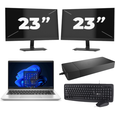 HP ProBook 440 G9 - Intel Core i3-12e Generatie - 14 inch - 8GB RAM - 256GB SSD - Windows 11 + 2x 23 inch Monitor HP ProBook 440 G9 - Intel Core i3-12e Generatie - 14 inch - 8GB RAM - 256GB SSD - Windows 11 + 2x 23 inch Monitor