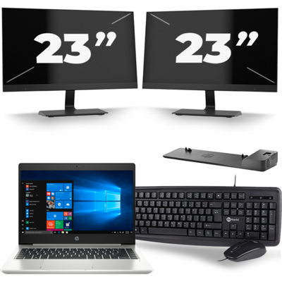 HP ProBook 445 G7 - AMD Ryzen 5 4500U - 14 inch - 8GB RAM - 256GB SSD - Windows 10 + 2x 23 inch Monitor HP ProBook 445 G7 - AMD Ryzen 5 4500U - 14 inch - 8GB RAM - 256GB SSD - Windows 10 + 2x 23 inch Monitor