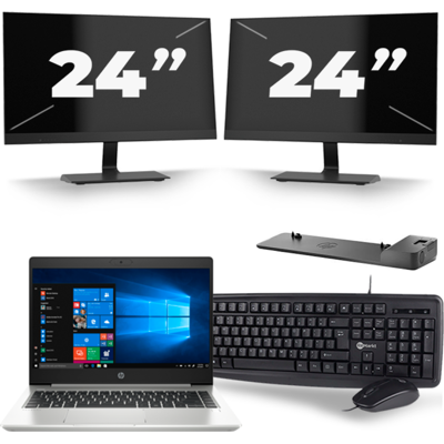 HP ProBook 445 G7 - AMD Ryzen 5 4500U - 14 inch - 8GB RAM - 256GB SSD - Windows 10 + 2x 24 inch Monitor HP ProBook 445 G7 - AMD Ryzen 5 4500U - 14 inch - 8GB RAM - 256GB SSD - Windows 10 + 2x 24 inch Monitor