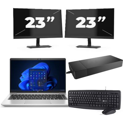 HP ProBook 445 G8 - AMD Ryzen 5 5600U - 14 inch - 8GB RAM - 256GB SSD - Windows 11 Home + 2x 23 inch Monitor HP ProBook 445 G8 - AMD Ryzen 5 5600U - 14 inch - 8GB RAM - 256GB SSD - Windows 11 Home + 2x 23 inch Monitor