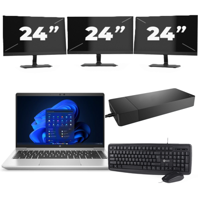HP ProBook 445 G8 - AMD Ryzen 3 5400U - 14 inch - 8GB RAM - 256GB SSD - Windows 11 + 3x 24 inch Monitor HP ProBook 445 G8 - AMD Ryzen 3 5400U - 14 inch - 8GB RAM - 256GB SSD - Windows 11 + 3x 24 inch Monitor