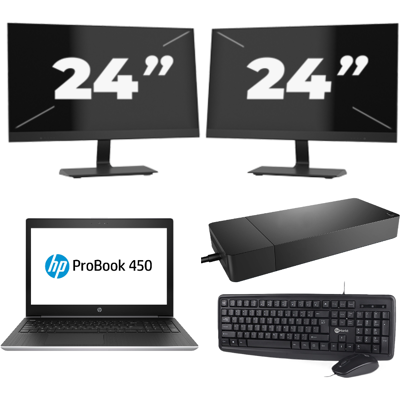 HP ProBook 450 G5 - Intel Core i5-8e Generatie - 15 inch - 8GB RAM - 256GB SSD - Windows 11 + 2x 24 inch Monitor HP ProBook 450 G5 - Intel Core i5-8e Generatie - 15 inch - 8GB RAM - 256GB SSD - Windows 11 + 2x 24 inch Monitor
