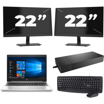 HP ProBook 450 G7 - Intel Core i5-10e Generatie - 15 inch - 8GB RAM - 256GB SSD - Windows 11 + 2x 22 inch Monitor HP ProBook 450 G7 - Intel Core i5-10e Generatie - 15 inch - 8GB RAM - 256GB SSD - Windows 11 + 2x 22 inch Monitor