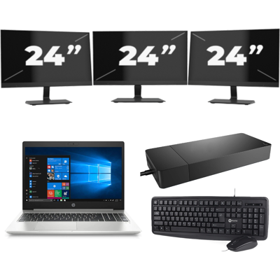 HP ProBook 450 G7 - Intel Core i5-10e Generatie - 15 inch - 8GB RAM - 256GB SSD - Windows 11 + 3x 24 inch Monitor HP ProBook 450 G7 - Intel Core i5-10e Generatie - 15 inch - 8GB RAM - 256GB SSD - Windows 11 + 3x 24 inch Monitor
