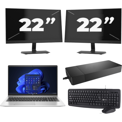 HP Probook 450 G8 - Intel Core i5-11e Generatie - 15 inch - 8GB RAM - 256GB SSD - Windows 11 + 2x 22 inch Monitor HP Probook 450 G8 - Intel Core i5-11e Generatie - 15 inch - 8GB RAM - 256GB SSD - Windows 11 + 2x 22 inch Monitor