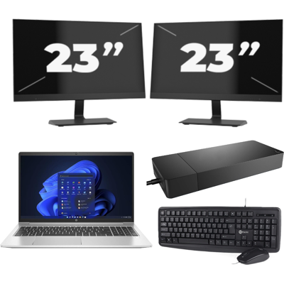 HP Probook 450 G8 - Intel Core i5-11e Generatie - 15 inch - 8GB RAM - 256GB SSD - Windows 11 + 2x 23 inch Monitor HP Probook 450 G8 - Intel Core i5-11e Generatie - 15 inch - 8GB RAM - 256GB SSD - Windows 11 + 2x 23 inch Monitor