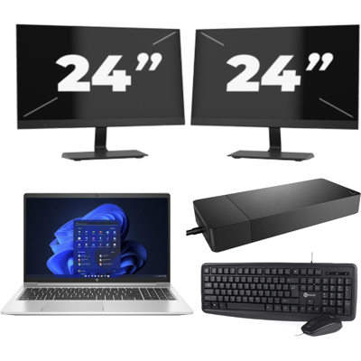 HP Probook 450 G8 - Intel Core i5-11e Generatie - 15 inch - 8GB RAM - 256GB SSD - Windows 11 + 2x 24 inch Monitor HP Probook 450 G8 - Intel Core i5-11e Generatie - 15 inch - 8GB RAM - 256GB SSD - Windows 11 + 2x 24 inch Monitor