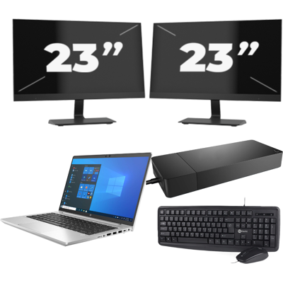 HP ProBook 640 G8 - Intel Core i5-11e Generatie - 14 inch - 8GB RAM - 256GB SSD - Windows 11 + 2x 23 inch Monitor HP ProBook 640 G8 - Intel Core i5-11e Generatie - 14 inch - 8GB RAM - 256GB SSD - Windows 11 + 2x 23 inch Monitor