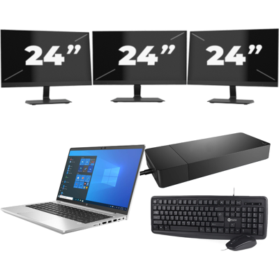 HP ProBook 640 G8 - Intel Core i5-11e Generatie - 14 inch - 8GB RAM - 256GB SSD - Windows 11 + 3x 24 inch Monitor HP ProBook 640 G8 - Intel Core i5-11e Generatie - 14 inch - 8GB RAM - 256GB SSD - Windows 11 + 3x 24 inch Monitor