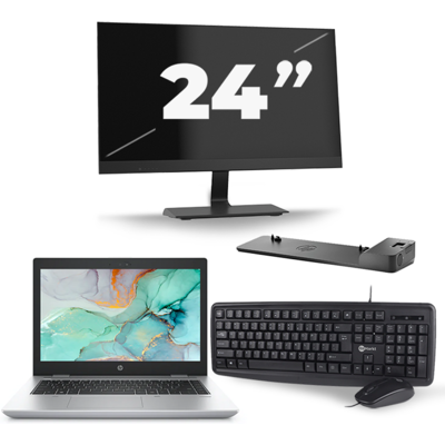 HP ProBook 645 G4 - AMD Ryzen 5 2500U - 14 inch - 8GB RAM - 256GB SSD - Windows 10 + 1x 24 inch Monitor HP ProBook 645 G4 - AMD Ryzen 5 2500U - 14 inch - 8GB RAM - 256GB SSD - Windows 10 + 1x 24 inch Monitor