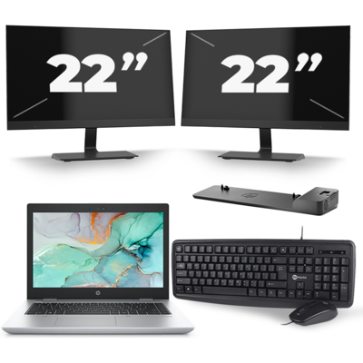HP ProBook 645 G4 - AMD Ryzen 5 2500U - 14 inch - 8GB RAM - 256GB SSD - Windows 10 + 2x 22 inch Monitor HP ProBook 645 G4 - AMD Ryzen 5 2500U - 14 inch - 8GB RAM - 256GB SSD - Windows 10 + 2x 22 inch Monitor