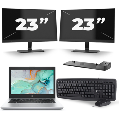HP ProBook 645 G4 - AMD Ryzen 5 2500U - 14 inch - 8GB RAM - 256GB SSD - Windows 10 + 2x 23 inch Monitor HP ProBook 645 G4 - AMD Ryzen 5 2500U - 14 inch - 8GB RAM - 256GB SSD - Windows 10 + 2x 23 inch Monitor