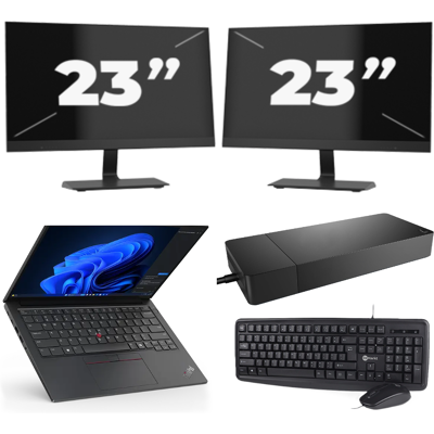 Lenovo ThinkPad E14 - Intel Core i3-10e Generatie - 14 inch - 8GB RAM - 256GB SSD - Windows 11 + 2x 23 inch Monitor Lenovo ThinkPad E14 - Intel Core i3-10e Generatie - 14 inch - 8GB RAM - 256GB SSD - Windows 11 + 2x 23 inch Monitor