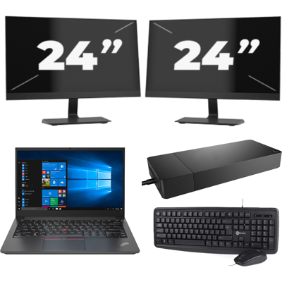 Lenovo Thinkpad E14 G2 - Intel Core i3-11e Generatie - 14 inch - 8GB RAM - 256GB SSD - Windows 11 Home + 2x 24 inch Monitor Lenovo Thinkpad E14 G2 - Intel Core i3-11e Generatie - 14 inch - 8GB RAM - 256GB SSD - Windows 11 Home + 2x 24 inch Monitor
