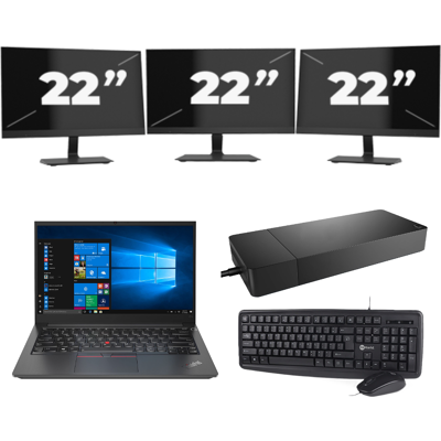 Lenovo Thinkpad E14 G2 - Intel Core i7-11e Generatie - 14 inch - 8GB RAM - 256GB SSD - Windows 11 Home + 3x 22 inch Monitor Lenovo Thinkpad E14 G2 - Intel Core i7-11e Generatie - 14 inch - 8GB RAM - 256GB SSD - Windows 11 Home + 3x 22 inch Monitor