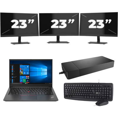Lenovo Thinkpad E14 G2 - Intel Core i7-11e Generatie - 14 inch - 8GB RAM - 256GB SSD - Windows 11 Home + 3x 23 inch Monitor Lenovo Thinkpad E14 G2 - Intel Core i7-11e Generatie - 14 inch - 8GB RAM - 256GB SSD - Windows 11 Home + 3x 23 inch Monitor