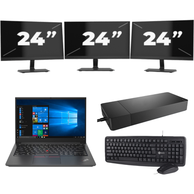 Lenovo Thinkpad E14 G2 - Intel Core i3-11e Generatie - 14 inch - 8GB RAM - 256GB SSD - Windows 11 Home + 3x 24 inch Monitor Lenovo Thinkpad E14 G2 - Intel Core i3-11e Generatie - 14 inch - 8GB RAM - 256GB SSD - Windows 11 Home + 3x 24 inch Monitor