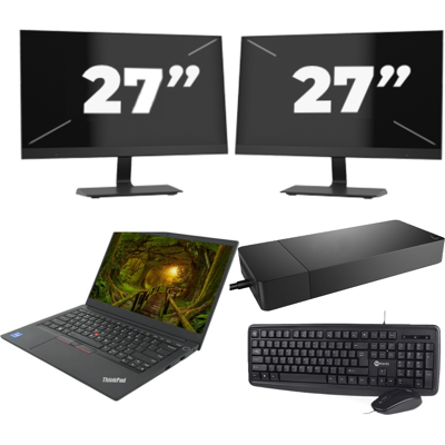 Lenovo ThinkPad E14 Gen 2 - Intel Core i3-11e Generatie - 14 inch - 8GB RAM - 256GB SSD - Windows 11 Home + 2x 27 inch Monitor Lenovo ThinkPad E14 Gen 2 - Intel Core i3-11e Generatie - 14 inch - 8GB RAM - 256GB SSD - Windows 11 Home + 2x 27 inch Monitor