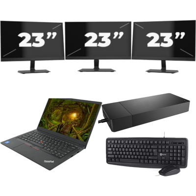 Lenovo ThinkPad E14 Gen 2 - Intel Core i3-11e Generatie - 14 inch - 8GB RAM - 256GB SSD - Windows 11 Home + 3x 23 inch Monitor Lenovo ThinkPad E14 Gen 2 - Intel Core i3-11e Generatie - 14 inch - 8GB RAM - 256GB SSD - Windows 11 Home + 3x 23 inch Monitor