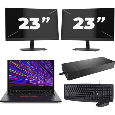 Lenovo ThinkPad L13 - Intel Core i3-10e Generatie - 13 inch - 8GB RAM - 256GB SSD - Windows 11 Home + 2x 23 inch Monitor Lenovo ThinkPad L13 - Intel Core i3-10e Generatie - 13 inch - 8GB RAM - 256GB SSD - Windows 11 Home + 2x 23 inch Monitor