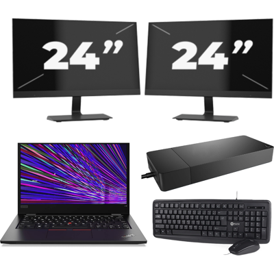 Lenovo ThinkPad L13 - Intel Core i3-10e Generatie - 13 inch - 8GB RAM - 256GB SSD - Windows 11 Home + 2x 24 inch Monitor Lenovo ThinkPad L13 - Intel Core i3-10e Generatie - 13 inch - 8GB RAM - 256GB SSD - Windows 11 Home + 2x 24 inch Monitor