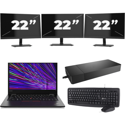 Lenovo ThinkPad L13 - Intel Core i3-10e Generatie - 13 inch - 8GB RAM - 256GB SSD - Windows 11 Home + 3x 22 inch Monitor Lenovo ThinkPad L13 - Intel Core i3-10e Generatie - 13 inch - 8GB RAM - 256GB SSD - Windows 11 Home + 3x 22 inch Monitor