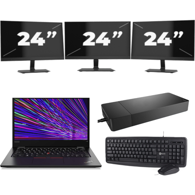 Lenovo ThinkPad L13 - Intel Core i3-10e Generatie - 13 inch - 8GB RAM - 256GB SSD - Windows 11 Home + 3x 24 inch Monitor Lenovo ThinkPad L13 - Intel Core i3-10e Generatie - 13 inch - 8GB RAM - 256GB SSD - Windows 11 Home + 3x 24 inch Monitor