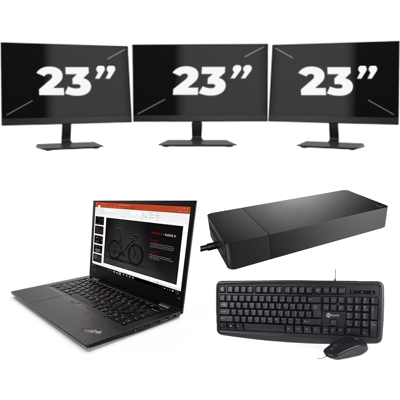 Lenovo ThinkPad L13 G2 - Intel Core i3-11e Generatie - 13 inch - 8GB RAM - 256GB SSD - Windows 11 Home + 3x 23 inch Monitor Lenovo ThinkPad L13 G2 - Intel Core i3-11e Generatie - 13 inch - 8GB RAM - 256GB SSD - Windows 11 Home + 3x 23 inch Monitor